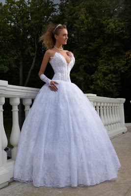 sexy white ball gown wedding dress