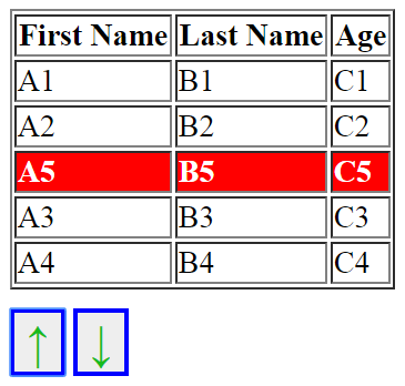 moving selected html table row up & down in javascript