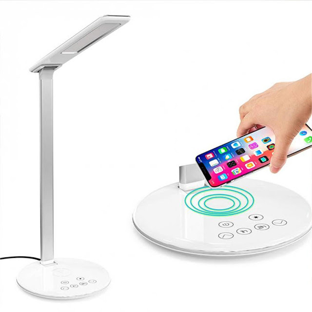 USB LED Desk Lamp Table Qi Wireless Charger Reading Touch Light Adjustable for Qi-enabled Smart Phone