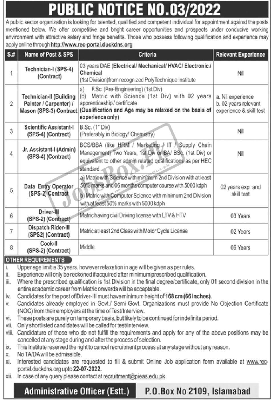 Pakistan Atomic Energy PAEC Jobs 2022 Latest Advertisement