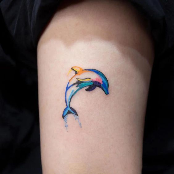Colourful-Dolphin-Tattoo