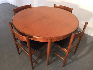 IB Kofod Larsen extendable G Plan dining table and four chairs - OCD Vintage