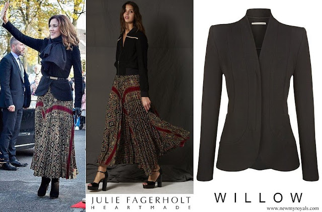 Crown Princess Mary wore Julie Fagerholt Heartmade Skirt and Willow Curved Ponti Jacket