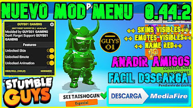 ✅NUEVO MOD de STUMBLE GUYS v0.44.2 p13 GUYS 01GAMING ACTUALIZADO, NUEVO EMOTES VISIBLES y SKINS