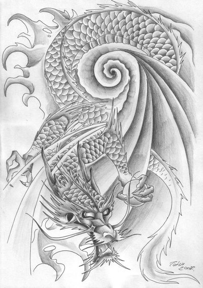 Best Chinese Dragon Tiger Tattoo, Chinese Dragon Tribal Design.