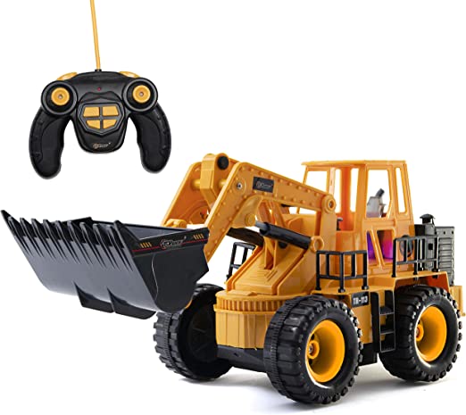 Top Race TR-113 5 Channel Full Functional Front Loader, 14 x 6 x 8 inch Electric RC Remote Control Construction Tractor with Lights & Sounds