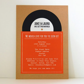  Record style retro wedding invitation