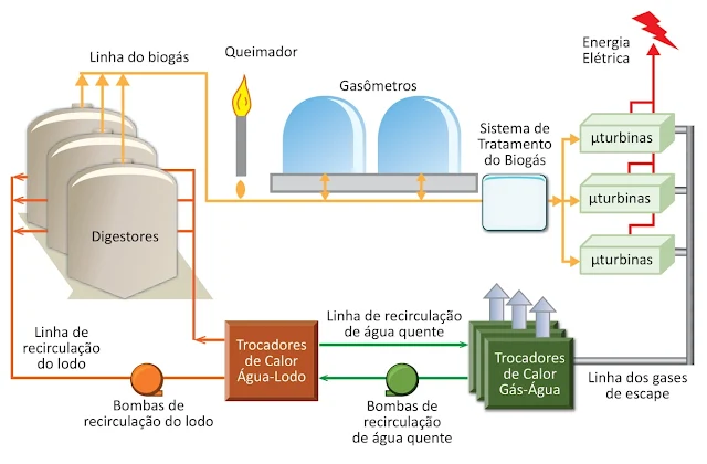 Os principais componentes de uma estação de tratamento de esgotos sustentável estão ilustrados na figura a seguir