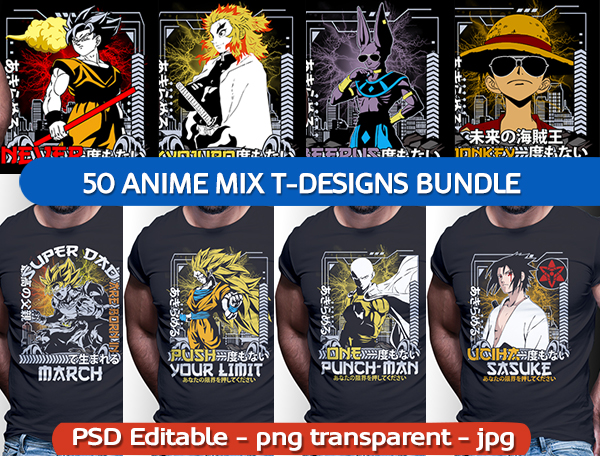 anime tshirt design bundle