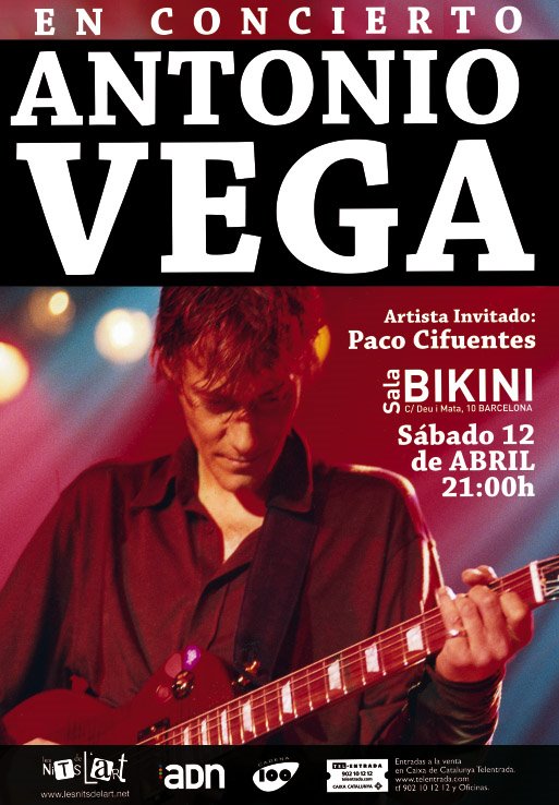 ANTONIO VEGA EN LA SALA BIKINI ESTE SÁBADO!!!!