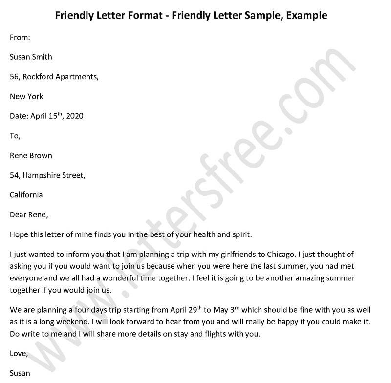 Sample Friendly Letter Format In This