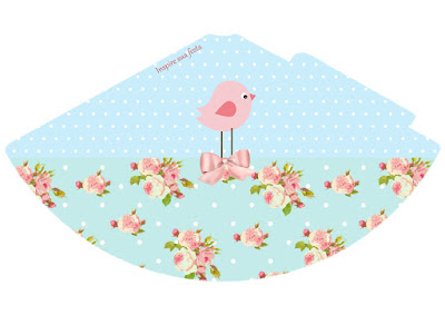 Pink Bird in Shabby Chic Free Printable Cones.