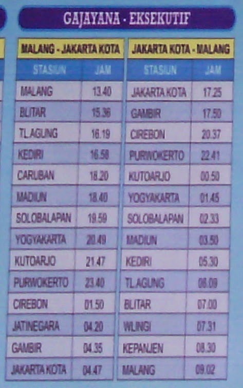 Stasiun Malang  Jadwal Kereta Api Gajayana dari Stasiun 