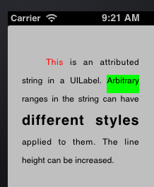 An example of using an attributed string with a UILabel in iOS 6