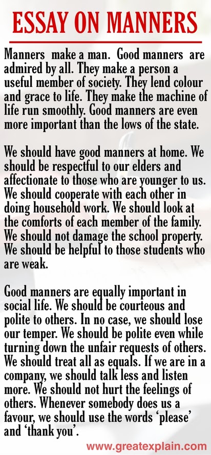 good manners essay for kids