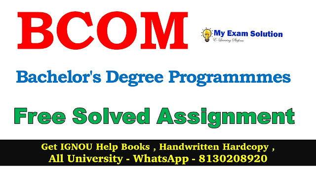 IGNOU BCOM Solved Assignment 2022-23