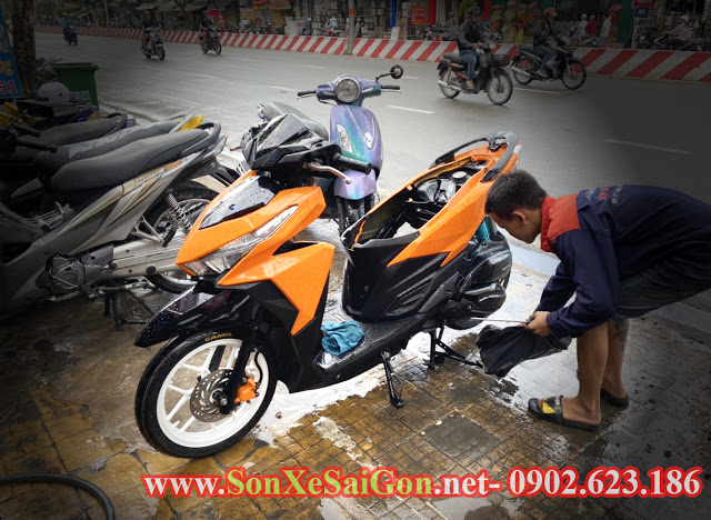 Mẫu sơn xe Honda vario màu cam bóng cực đẹp