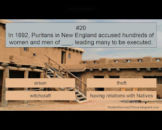 In 1692, Puritans in New England accused hundreds of women and men of ___, leading many to be executed. Answer choices include: arson, theft, witchcraft, having relations with Natives