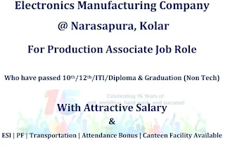 10th, 12th Pass,  ITI, Diploma & Graduates Candidates Jobs Vacancies for Electronics Manufacturing Company | Online Apply now