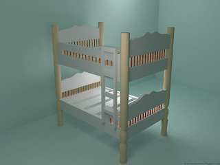 A double decker bed rendered in Cycles