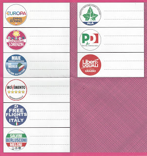 Ballots for the Chamber of Deputies (red) and the Senate (blue) for Italians living in the USA.