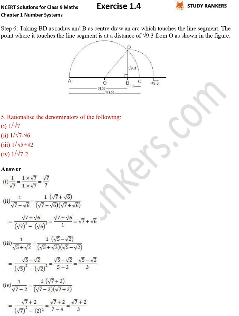 NCERT Solutions for Class 9 Maths Chapter 1 Number Systems Exercise 1.4 Part 4