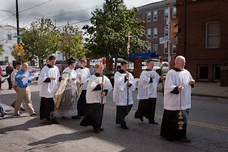 Outside the church.