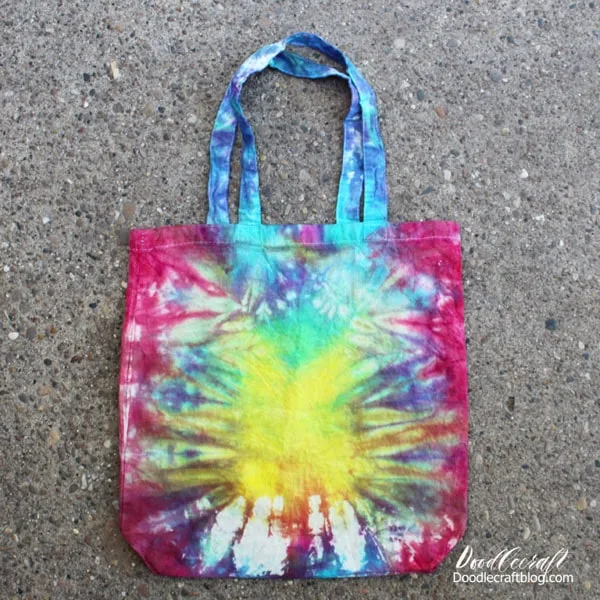Let your tie dye party friends experiment and they will come up with clever and unique ideas!    Like this tie dye pineapple tote bag!