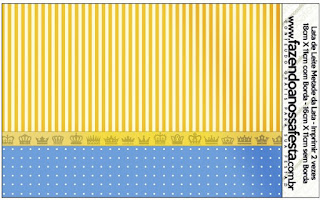 Etiquetas de Corona Dorada en Azul y Amarillo para imprimir gratis.