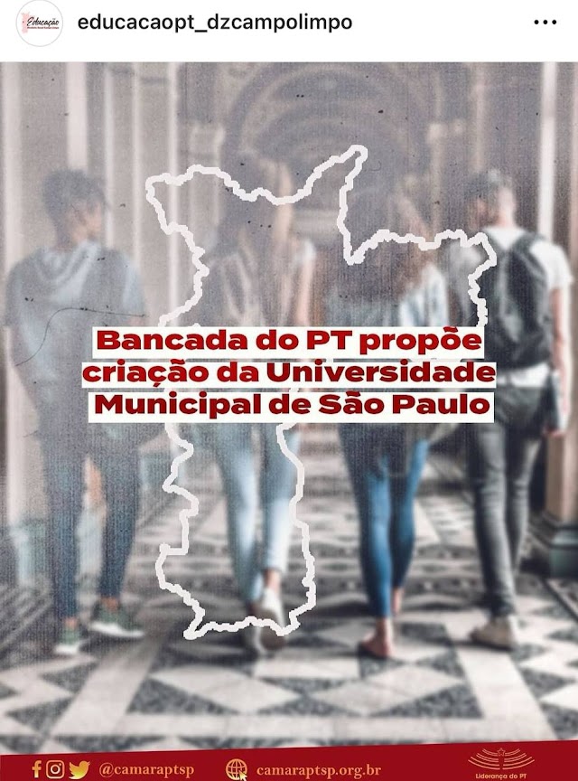 Bancada do PT propõe criação da Universidade Municipal de São Paulo