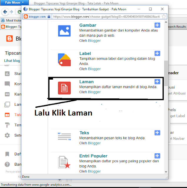 belajar membuat blogger dan menampilkan widget laman