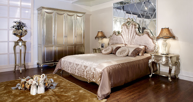 exotic french country bedroom furniture with single romantic bed and some round pillows and gold wardrobe