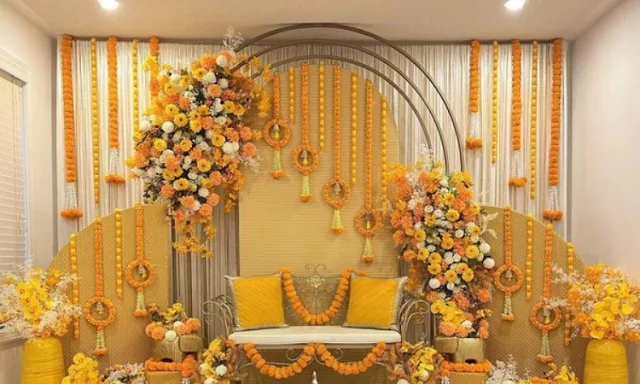 Indoor Haldi Decoration At Home
