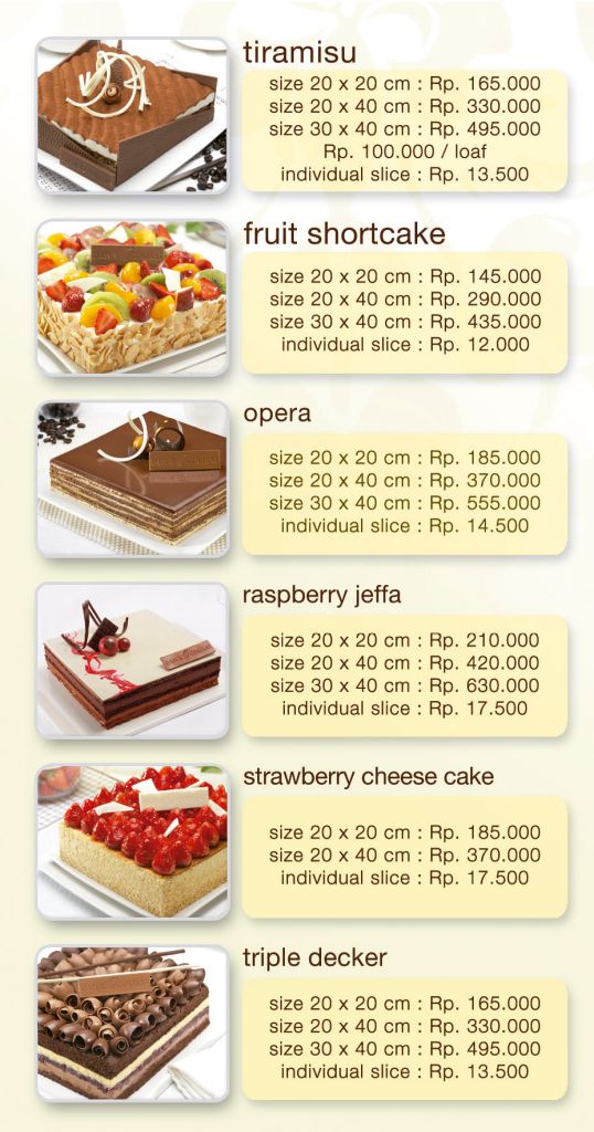 Daftar Harga  Kue  di DapurCokelat Com