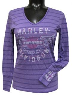 http://www.adventureharley.com/harley-davidson-womens-shirt-deep-v-neck-striped-tee-purple