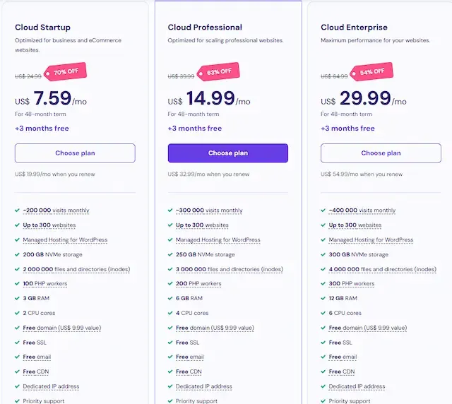 check single shared hosting and cloud hosting from hostinger