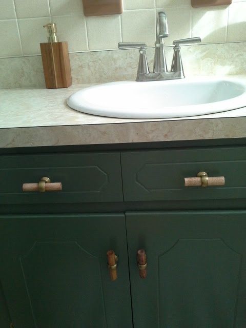 Vintage Bathroom Makeover green cabinets new american standard faucet