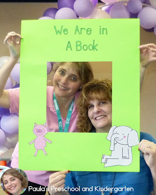 So many fun ideas about ways to celebrate Elephant and Piggie: bird on my head hats, we are in a book poster, Piggie puppets, ice cream sensory play and more!