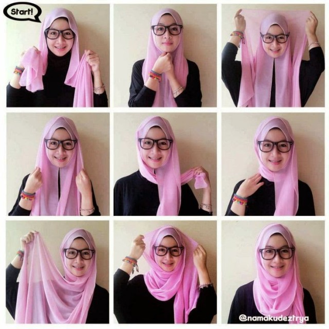 tutorial hijab pashmina kaos