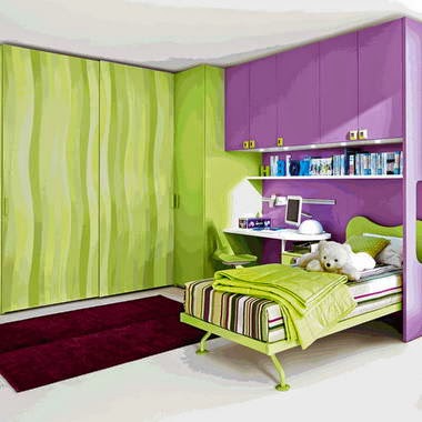 Desain Interior  kamar tidur anak  nuansa  hijau Kumpulan 