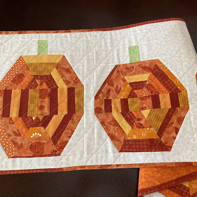 Scrappy Fall Pumpkin Quilted Table Runner