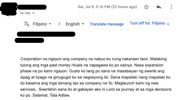 money, spell, ritual, babaylan, tata, adlaw. testimonials, feedback, reviews, philippines