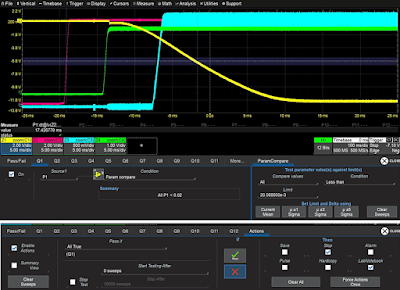 Figure 3: Composite screen showing the setup of a Parameter Compare Pass/Fail test.