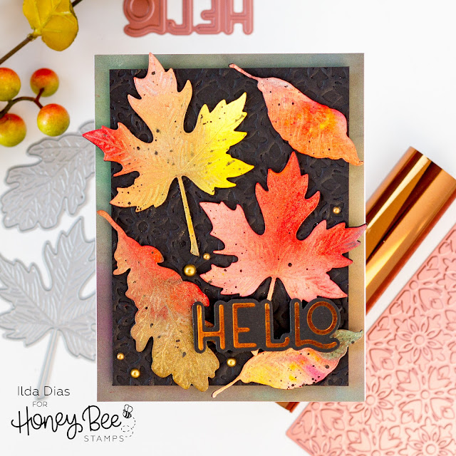 Fallen Leaves Card Set, Honey Bee Stamps, autumn, Fall,glimmer foil, Dies,Card Making, Stamping, Die Cutting, handmade card, ilovedoingallthingscrafty, Stamps, how to,