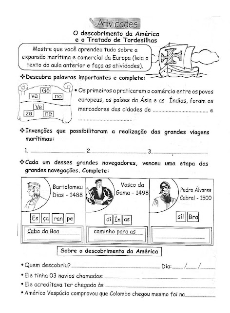 Atividades de história 4 ano ensino fundamental