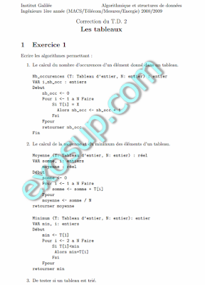 exercices corrigés sur les tableaux