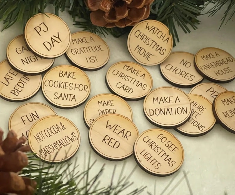 advent calendar wooden tokens
