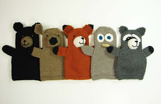 hand, puppet, knit, pattern, menagerie, woodland, bear, deer, fox, owl, raccoon