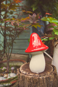 Mushrooms ornaments in the garden