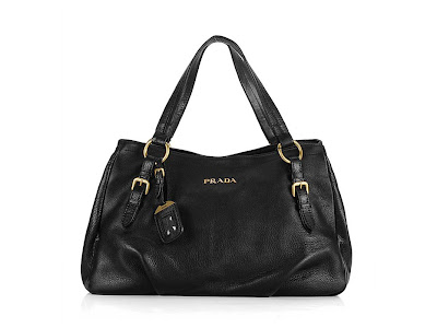 Prada Bolsa de hombro Cuero Negro 1223